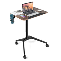 Pneumatic Standing Desk Tilting Adjustable Laptop Cart Mobile Podium Cup Holder