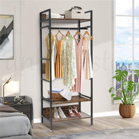 4-IN-1 Large Garment Coat Rack Shoe Rack Vintage Hall Tree for Entryway Bedroom