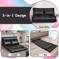 Floor Sofa Bed Lounge Couch Folding 2 Seat Chaise PU Leather 227x110 cm