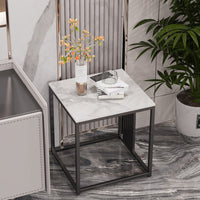 Modern Sofa Side End Table Nightstand with Luxury Mable Top?Open Metal Frame