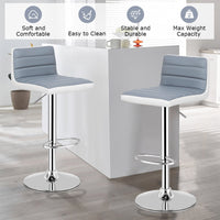 2 Pcs Bar Stools Leather Barstools Gas Lift Swivel Dining Chairs Pub Kitchen