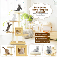 Cat Tree Tower Scratching Post Kitten Scratcher Trees Condo House Beige 135CM