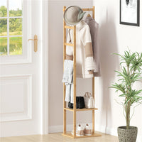 Bamboo Garment Coat Clothes Stand Rack Hat Shoe Thicken Wooden Hanger Shelf Tidy