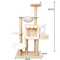 132cm Wooden Cat Tree Tower Scratching Post Scratcher Cats Condo