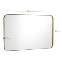 Bathroom Mirror Square Wall-Mounted Mirror Metal Frame 50 x 80cm Golden