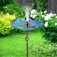 Outdoor Flower Bird Bath Bowl Stand Bird Feeder with Metal Stake Patio Garden De