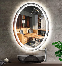 80CM Oval Backlit+Front LED Bathroom Mirror Dimmable Shatter-Proof Vanity Mirror