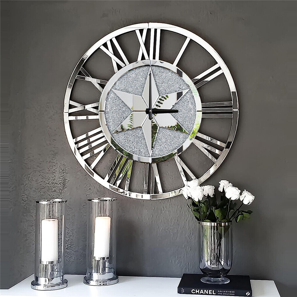 Sparkly Crystal Mirrored Quartz Wall Clock