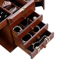 Premium Extra Large Jewelry Box: Wooden Cabinet for Necklace and Ring Storage with Display Organiser