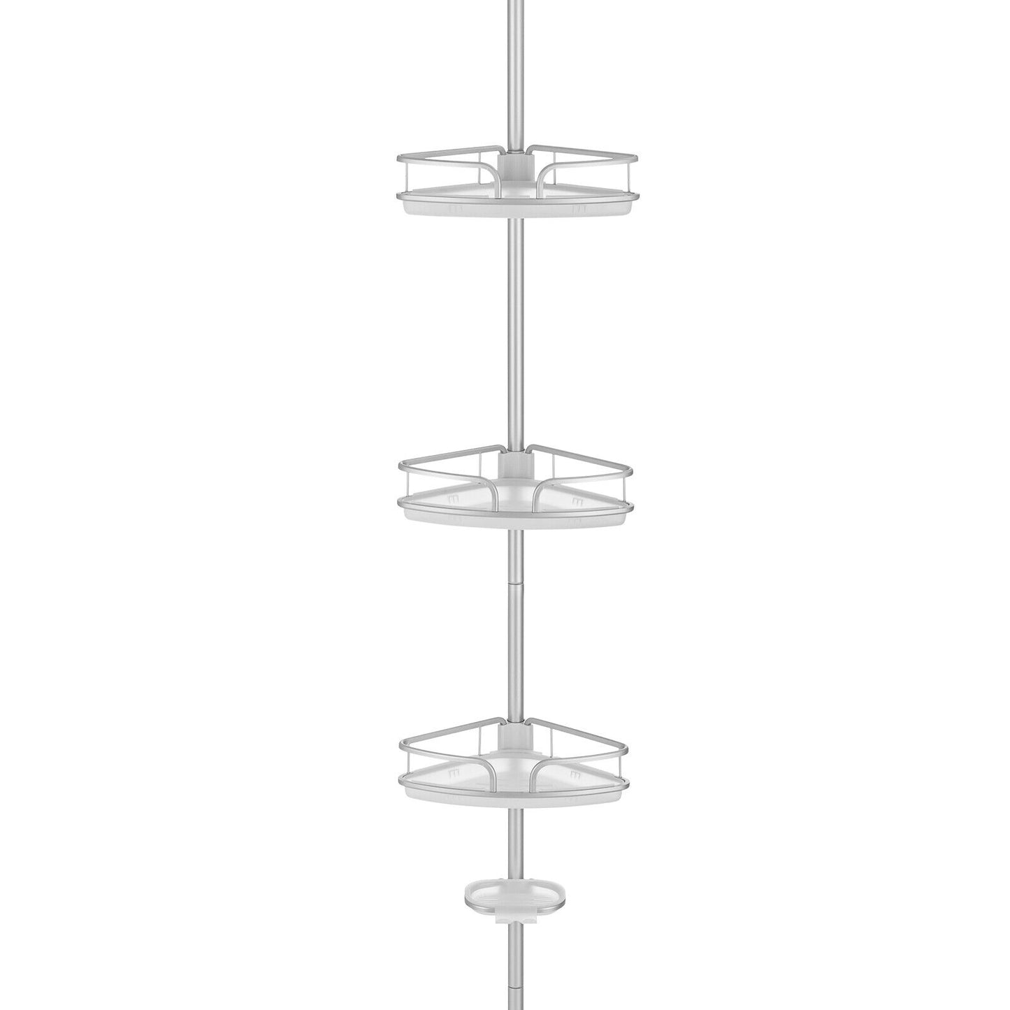 Telescopic Bathroom Shower Corner Shelf 4-Tier Aluminum Pole Caddy Rack