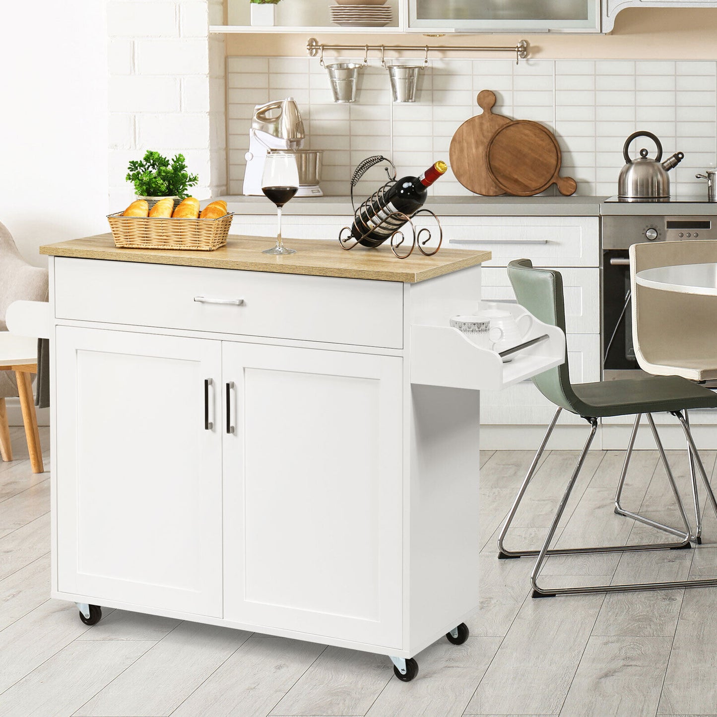 Kitchen Trolley Cart Storage Cabinet with Spice Rack Drawer