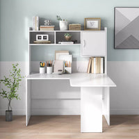 Modern L-Shaped Corner Desk – Space-Saving Writing and Computer Desk for Home Office – White