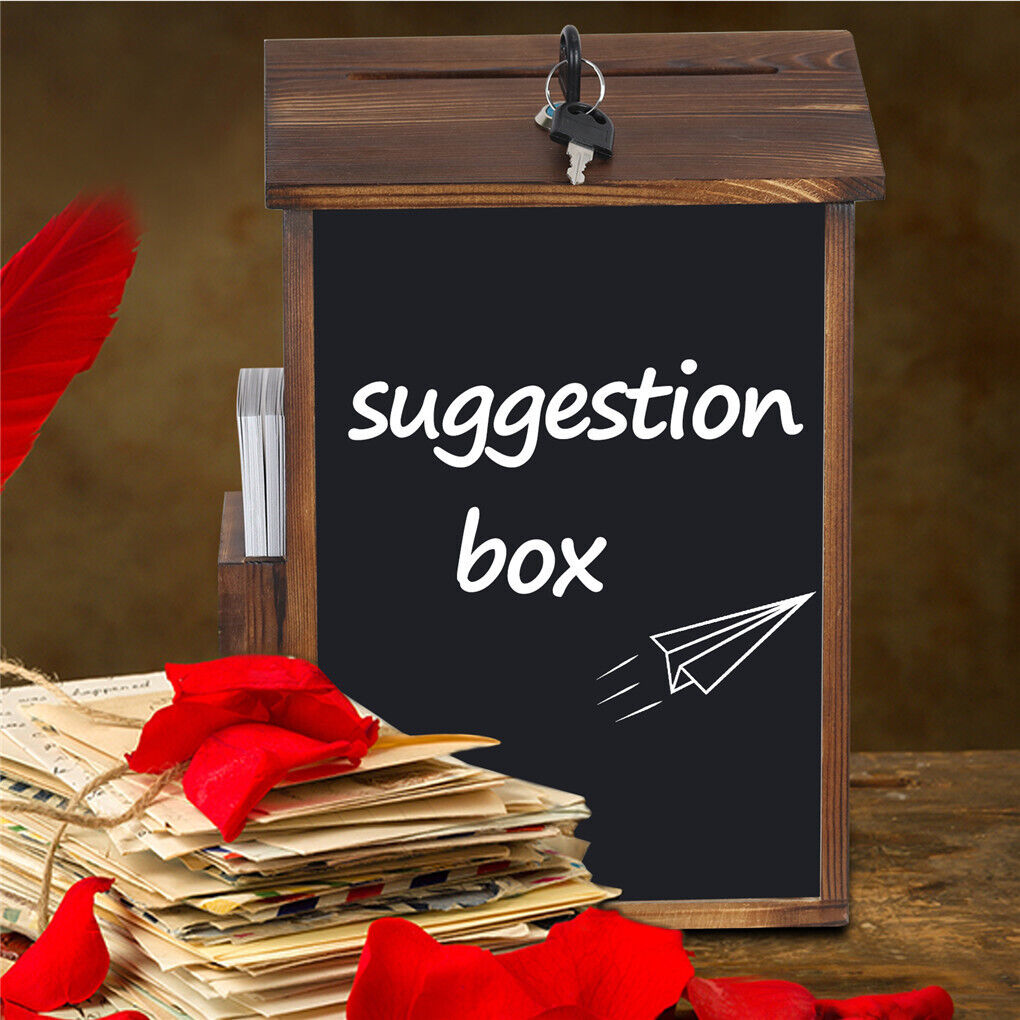 Rustic Burnt Wood Suggestion Box Ballot Donation Box w/ 30 Free Suggestion Cards