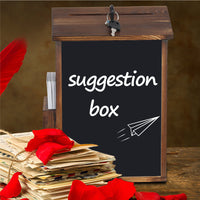 Rustic Burnt Wood Suggestion Box Ballot Donation Box w/ 30 Free Suggestion Cards