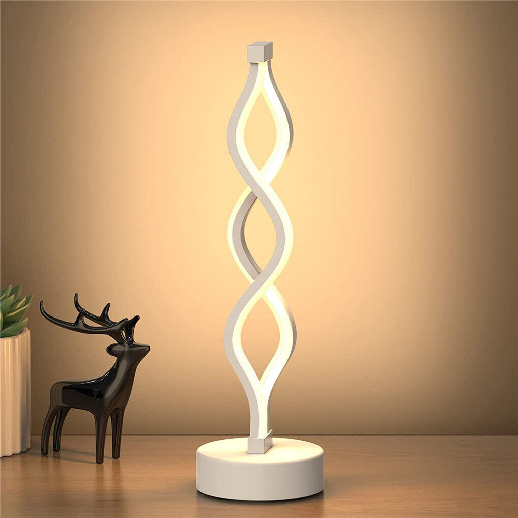 Bedside Lamp 3-Way Dimmable Spiral LED Table Lamp Nightstand Desk Reading Light