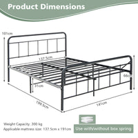 Bed Frame Metal Double Size Heavy-Duty Mattress Base Foundation Black