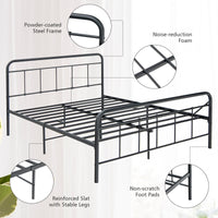 Bed Frame Metal Double Size Heavy-Duty Mattress Base Foundation Black