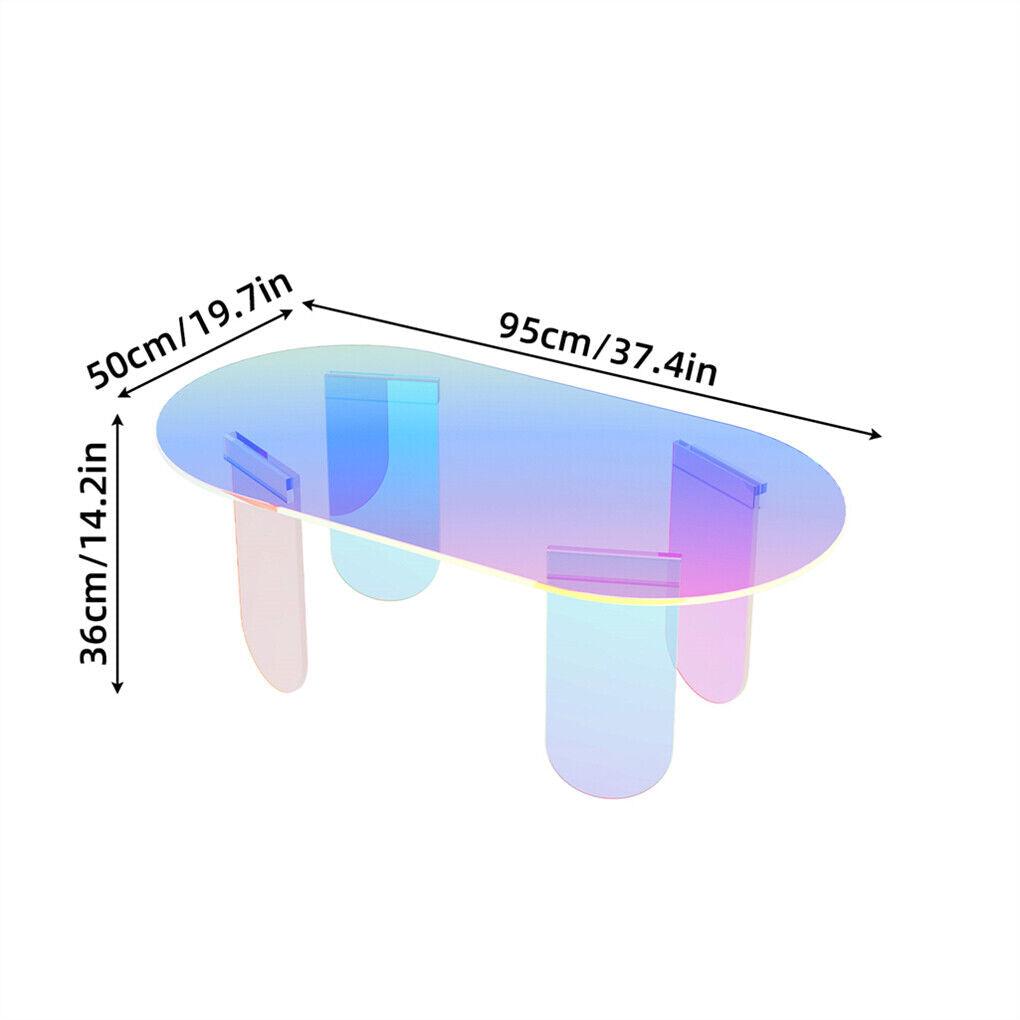 Stunning Iridescent Acrylic Coffee Table Oval Side Table