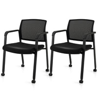 2 Waiting Conference Room Chairs Stackable Office Guest Mesh Chairs