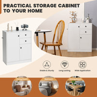 Storage Cabinet 2-Drawer Cupboard Kitchen Organizer Hallway Table White