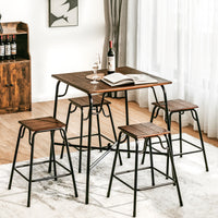 5-piece Bar Table Set Pub Dining Table Set w/ Counter Height Bar Stools