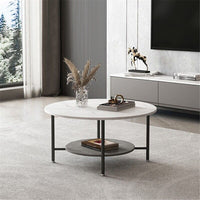 2 Tier Glossy Marble Coffee Table Elegant Accent Side Table LivingRoom Furniture