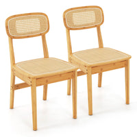 Rattan Dining Chairs Set of 2 Kitchen Dining Chairs w/ Simulated Rattan Backrest