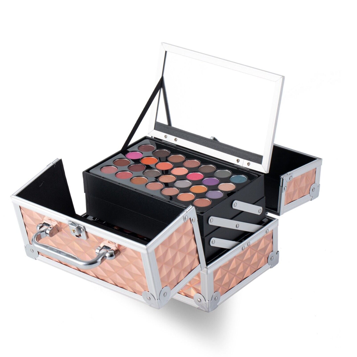 Glamorous Gold Makeup Set: Eyeshadow Palette, Blusher & Lipstick Beauty Case