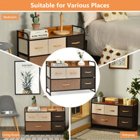 5-Drawer Dresser Storage 2-Tier Organizer Tower Steel Frame Wooden Top