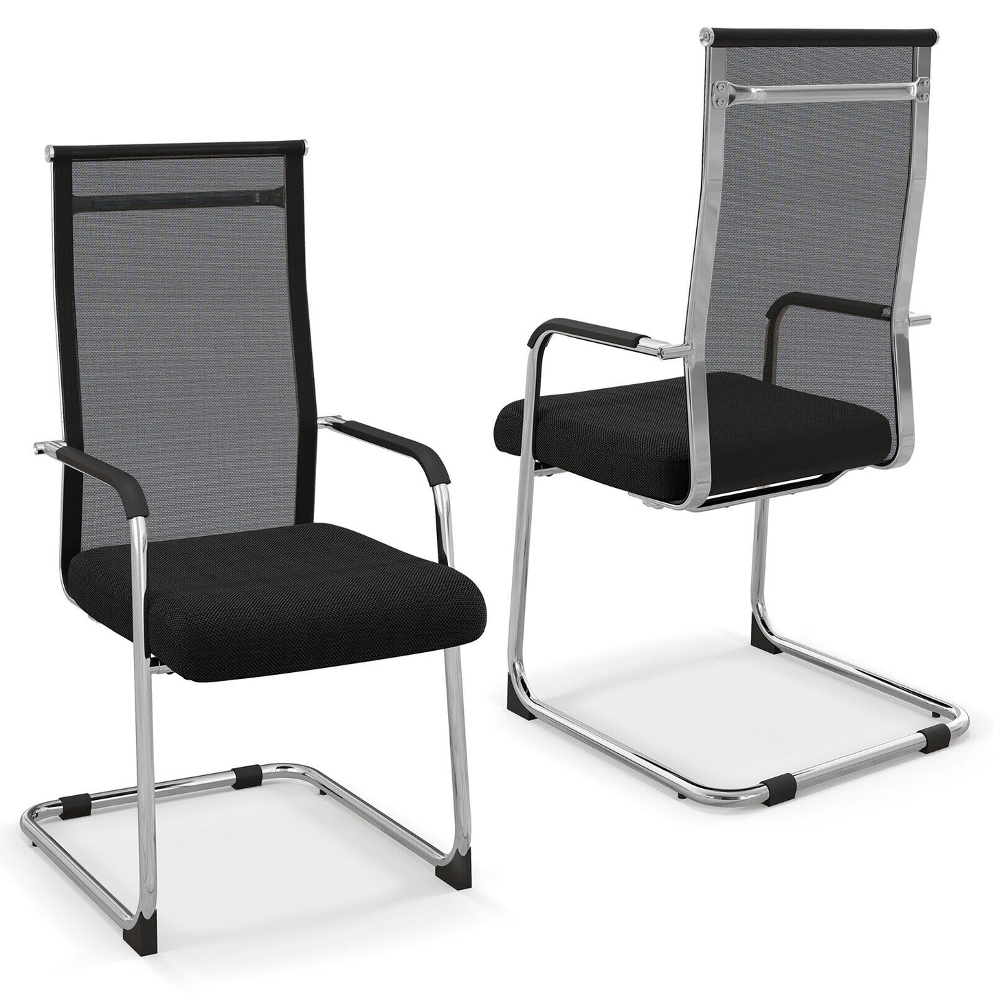 Set of 2 Office Guest Chair Meeting Room Conference Chair Mid-Back Mesh