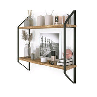 2-Tier Modern Rustic Floating Wall Shelves Wood Shelf for Storage,Display,Books