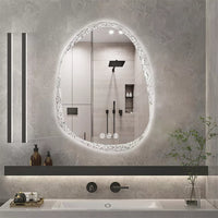 Irregular LED Crystal Frame Bathroom Mirror with Dual Layers for Makeup & Vanity-60X80