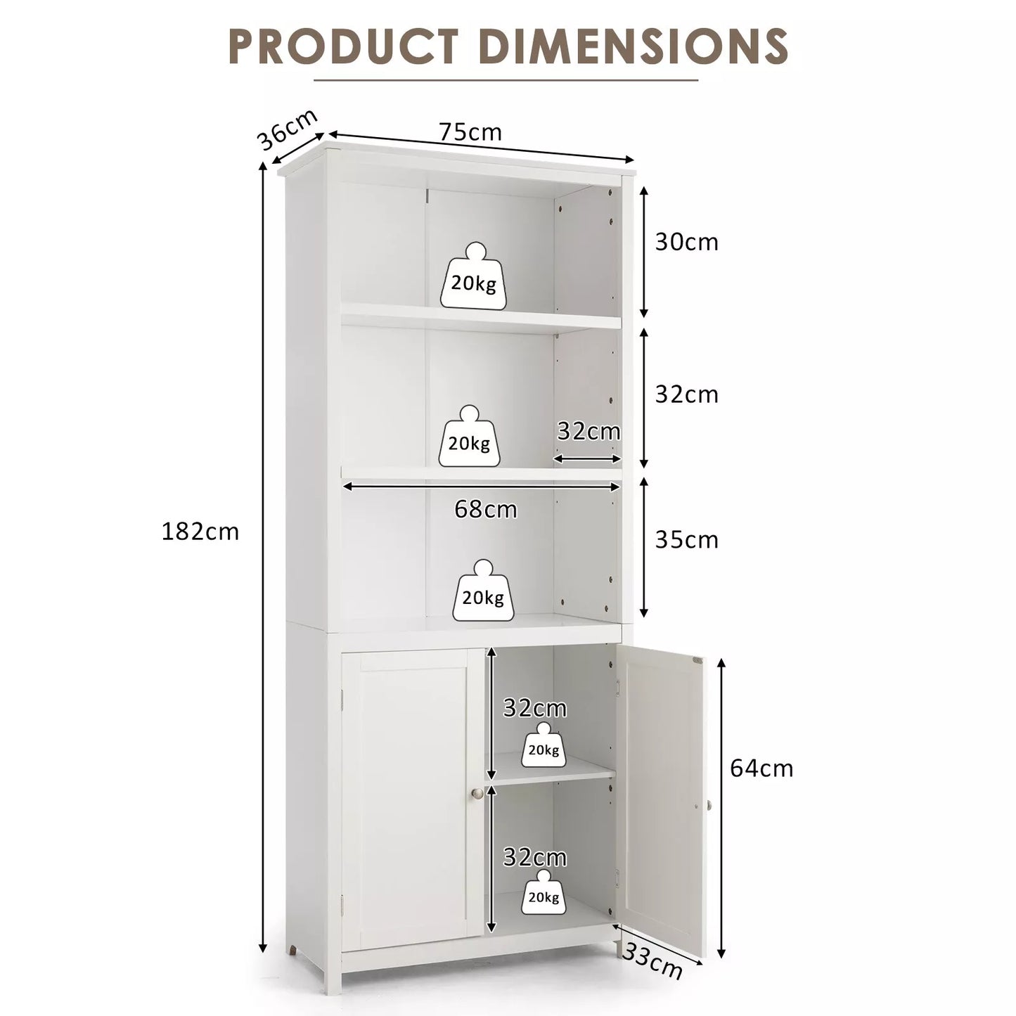 182cm Tall Wooden Display Shelf & Bookshelf Stand – Stylish Storage Cabinet for Home or Office