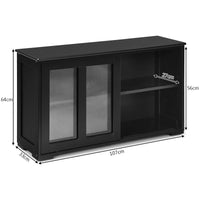 Black Kitchen Buffet Cabinet – Sideboard with Storage Shelves and Doors