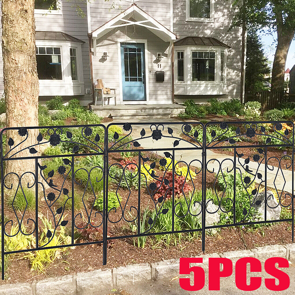 Set of 5 Anti-Rust Strong Metal Garden Fence Border Folding Patio Flower Edging