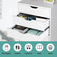 Filing Cabinet 5 Chest of Drawers Rolling Storage Cabinet Printer Stand White