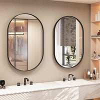 Thin Aluminum Frame Capsule Mirror Oblong Bathroom Mirror Wall Vanity Mirror