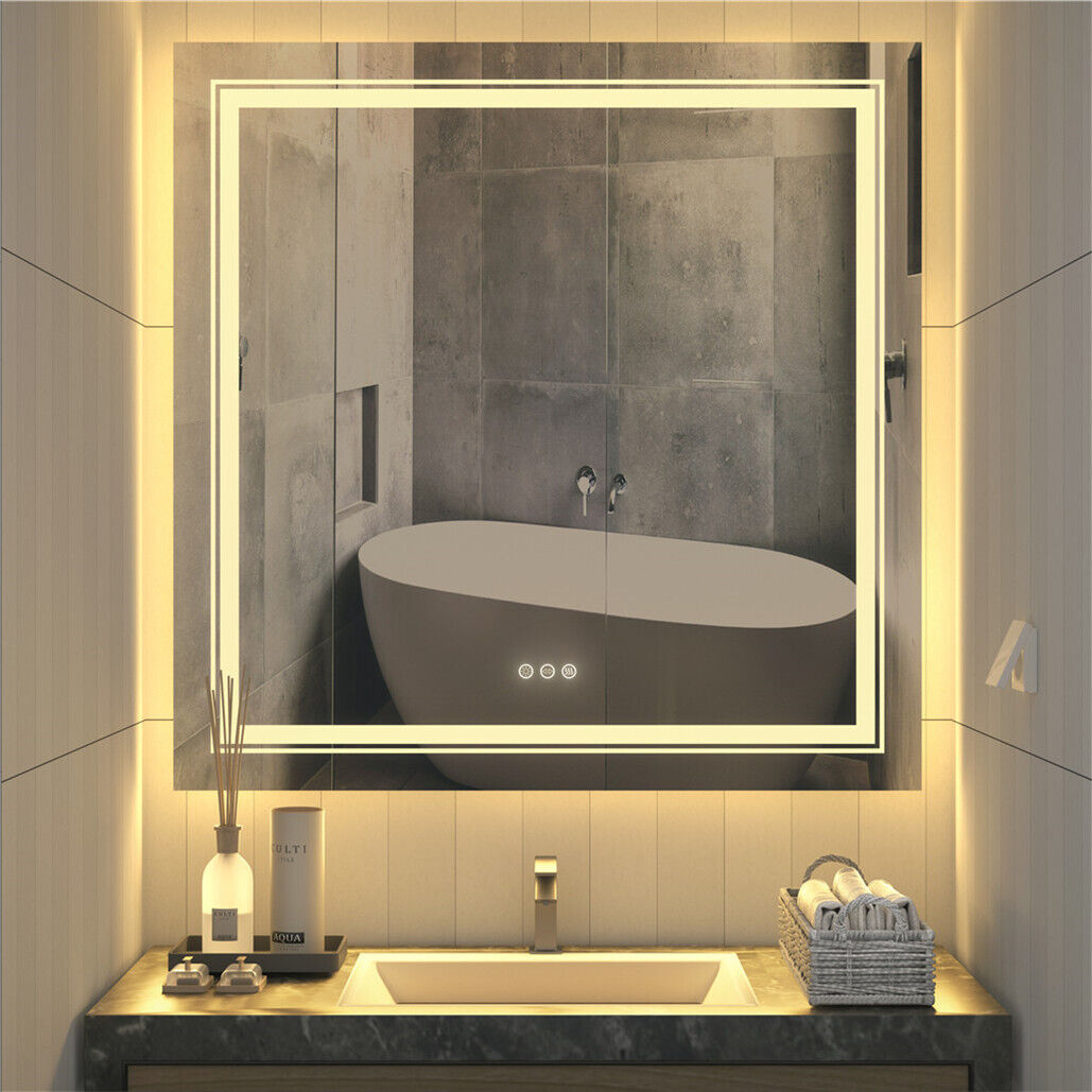 Super Waterproof?Antifog LED Bathroom Mirror Wall Mounted Dual LED Vanity Mirror