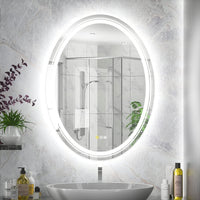 80CM Oval Backlit+Front LED Bathroom Mirror Dimmable Shatter-Proof Vanity Mirror