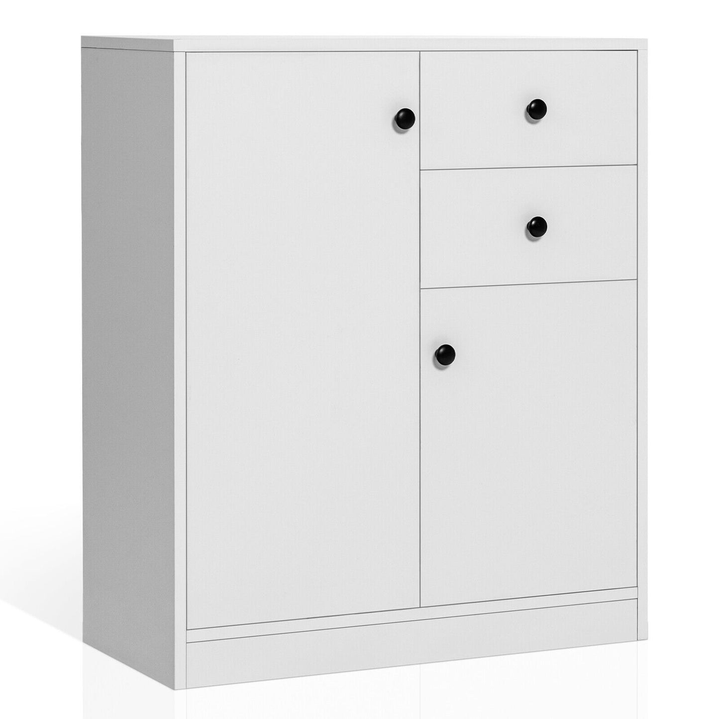 Storage Cabinet 2-Drawer Cupboard Kitchen Organizer Hallway Table White