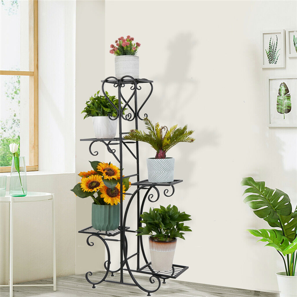 Wrought Iron Plant Stand Corner Planter Organizer Shelf Rack Living Room Garden