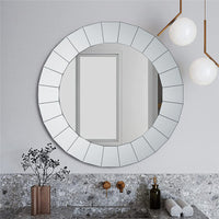 Large Silver Vanity Mirror Circle Decorative Mirror Waterproof Bathroom Mirror