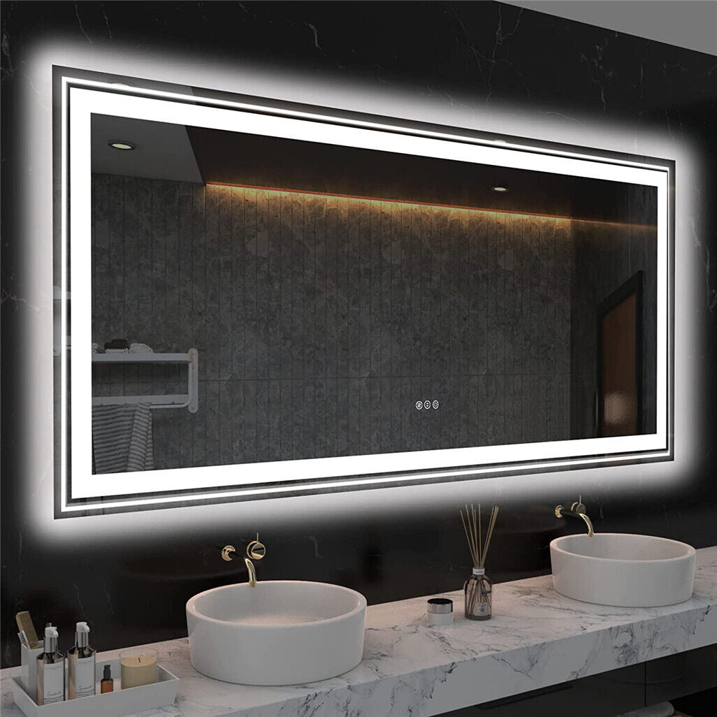 LED Bathroom Mirror Double Light Vanity Makeup Mirror Tall Full-Size Body Mirror