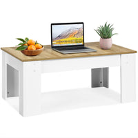 Lift Up Top Table Mechanical Coffee Table w/ Storage Compartment Modern White