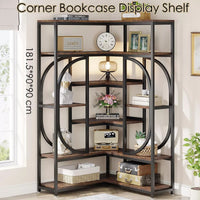 7-Tier Geometric Corner Bookshelf – Display Shelf and Organizer Bookcase