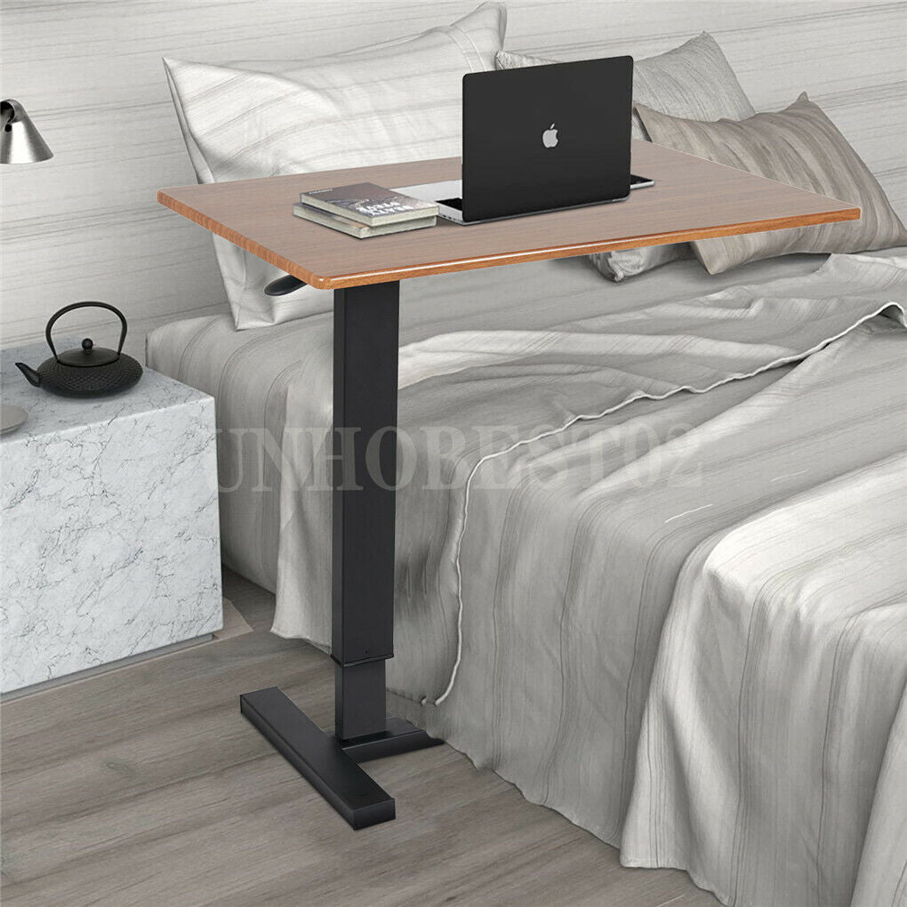 Adjustable Overbed Bedside Table w/ Mute Wheels C-Shaped Mobile Sofa Side Table