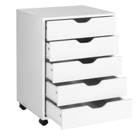 Filing Cabinet 5 Chest of Drawers Rolling Storage Cabinet Printer Stand White