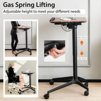 Pneumatic Standing Desk Tilting Adjustable Laptop Cart Mobile Podium Cup Holder