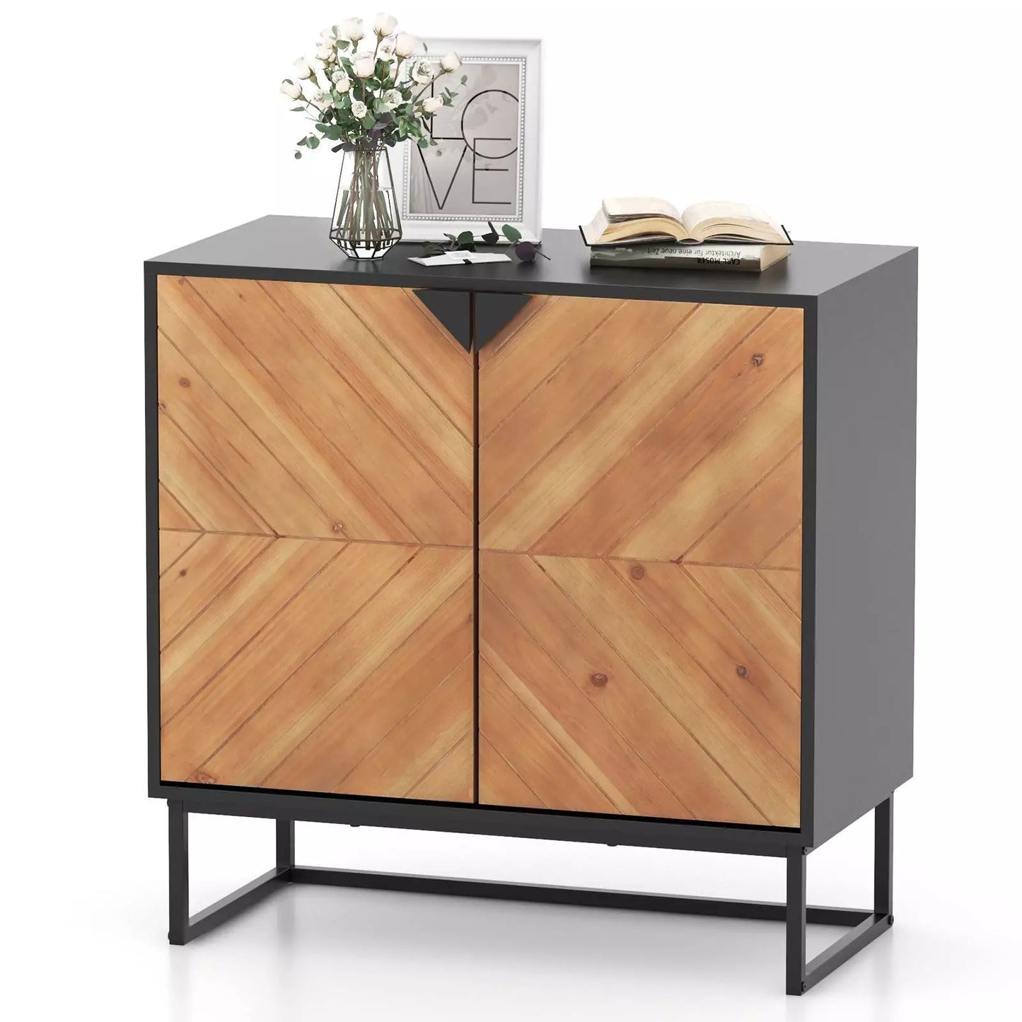 Modern Black Sideboard Buffet Cabinet – Storage Console Table & Accent Cabinet