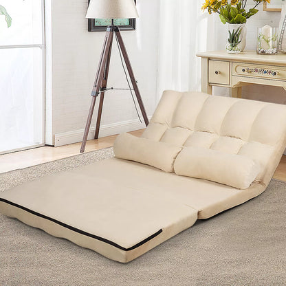 Adjustable Foldable Floor Sofa Bed Chair with 6 Positions & 2 Pillows